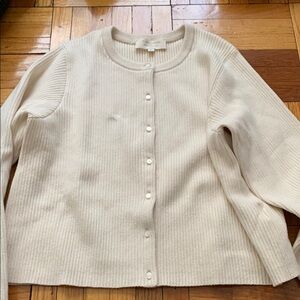 Sezane Cream Button-Up Cardigan